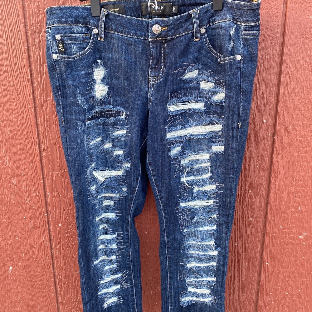 Premium Boyfriend Jean-Dark Wash destruction